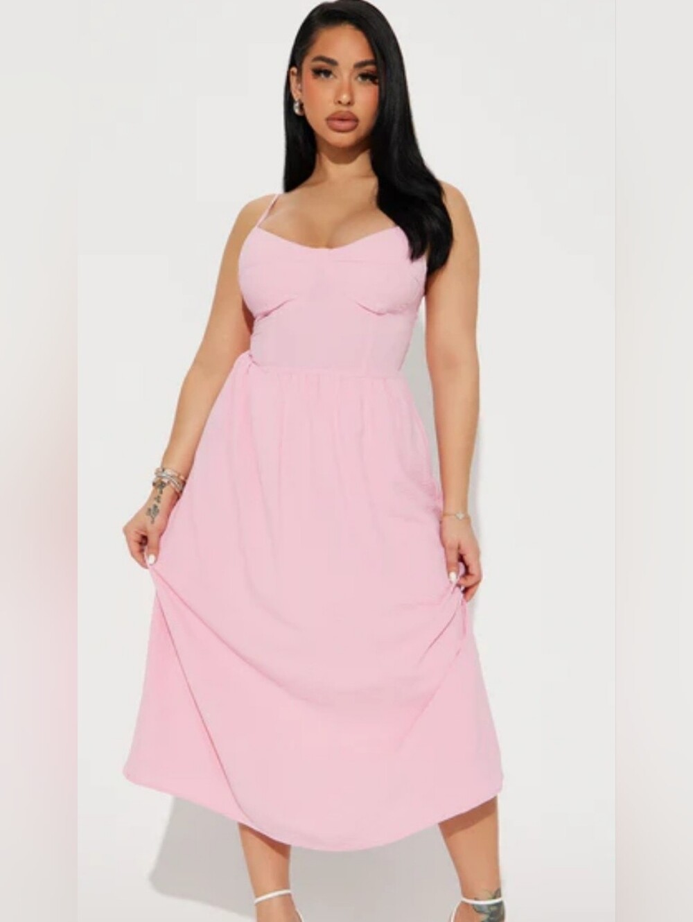 Size 1x FashioNova Pink Spaghetti-Strap Midi Dress Pink